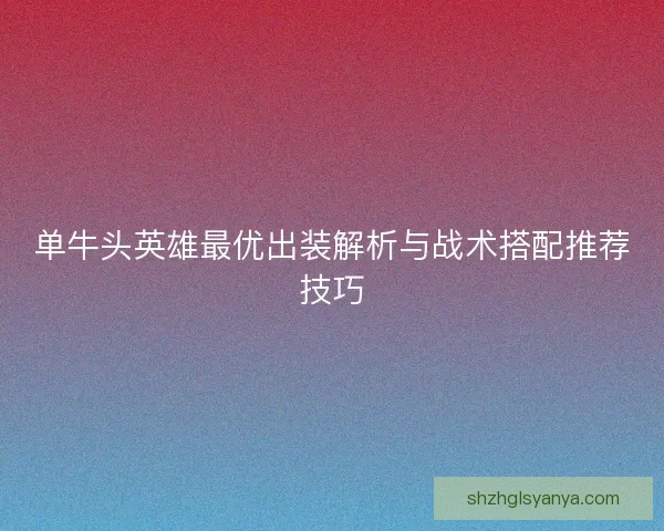 单牛头英雄最优出装解析与战术搭配推荐技巧