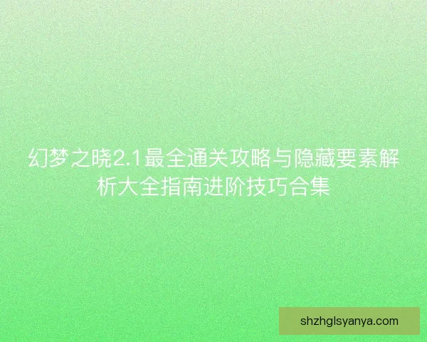 幻梦之晓2.1最全通关攻略与隐藏要素解析大全指南进阶技巧合集 幻梦之晓2.1最全通关攻略与隐藏要素解析大全指南进阶技巧合集
