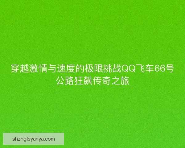 穿越激情与速度的极限挑战QQ飞车66号公路狂飙传奇之旅