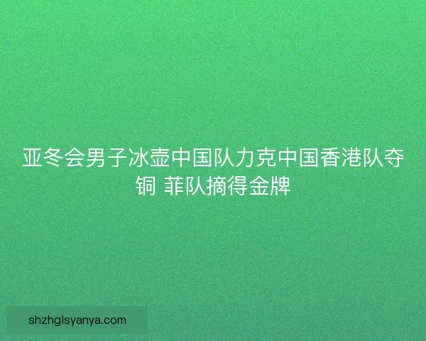 亚冬会男子冰壶中国队力克中国香港队夺铜 菲队摘得金牌