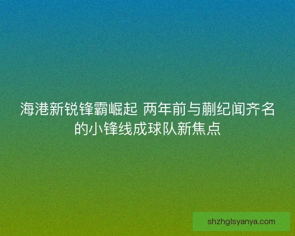 海港新锐锋霸崛起 两年前与蒯纪闻齐名的小锋线成球队新焦点 海港新锐锋霸崛起 两年前与蒯纪闻齐名的小锋线成球队新焦点